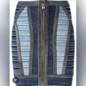 Herve Leger Blue Ribbed Mini bandage skirt Size 2